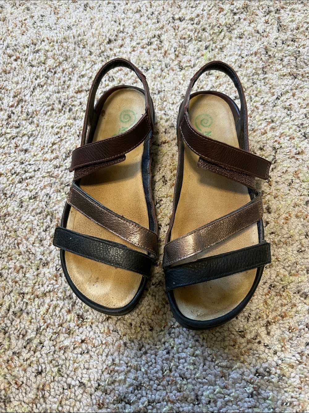 Naot Brown, Black and Bronze Strappy Women’s Sandals